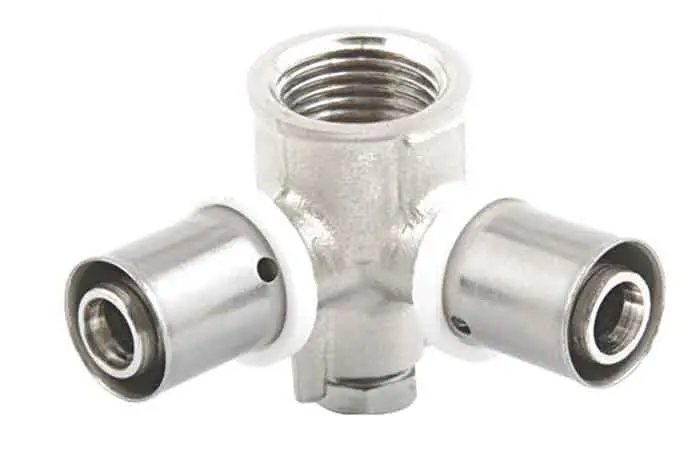 سه راهی 90 درجه دیواری پرسی 16mmx1/2"x16mm - (  99020121510  ) 
