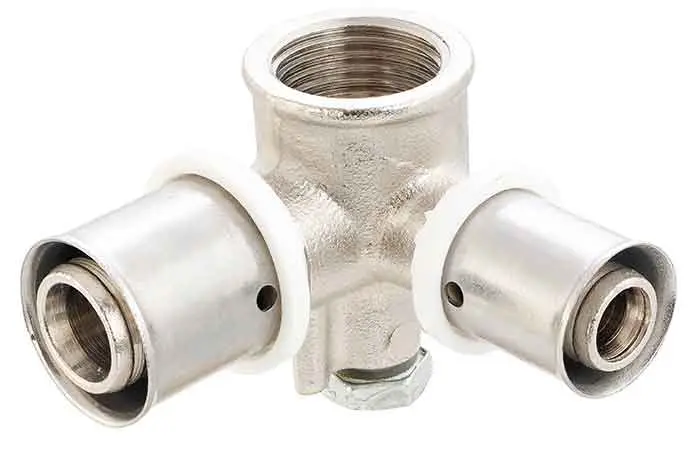 سه راهی 90 درجه دیواری تبدیلی پرسی 16mmx1/2"x20mm - (  99020121516  ) 